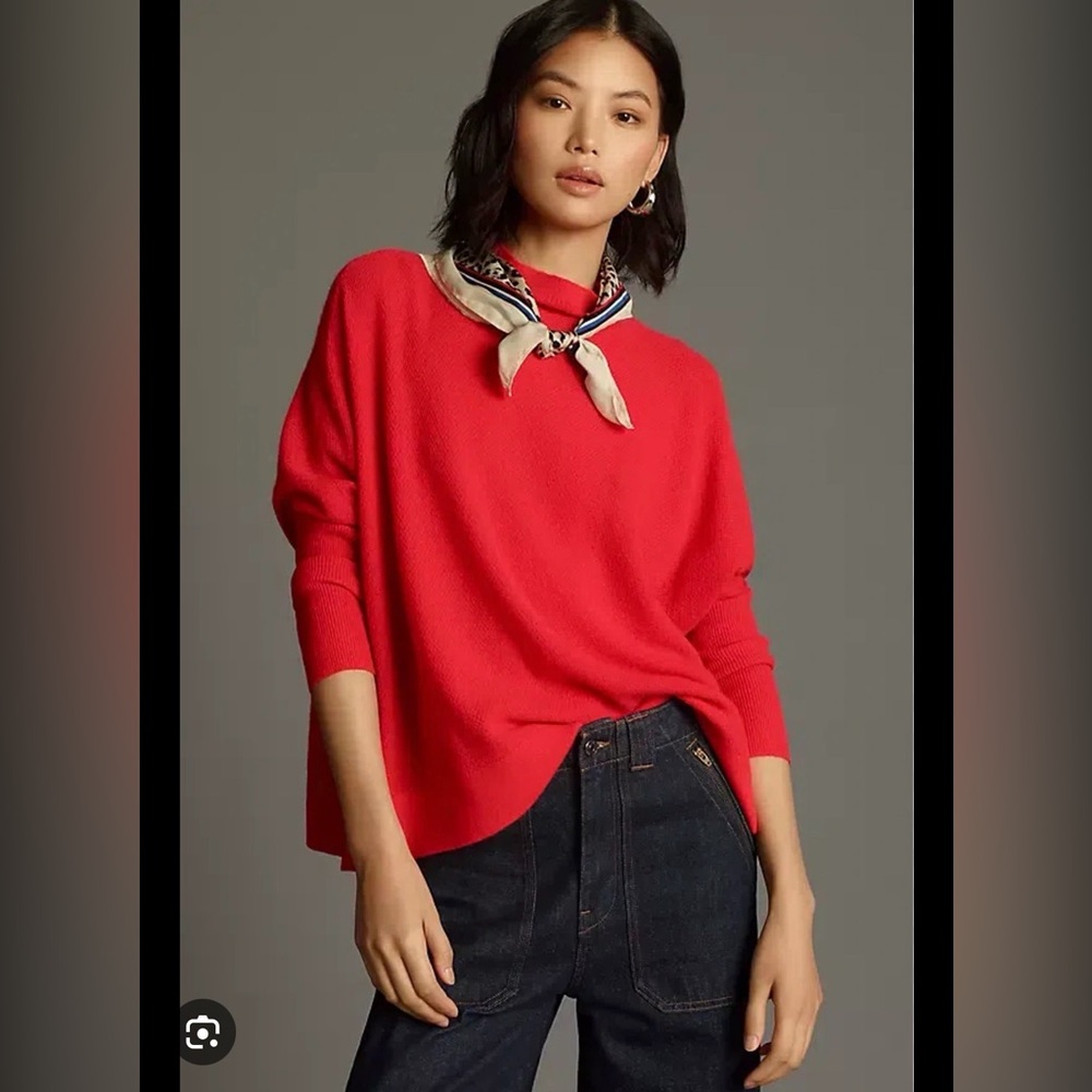 Anthropologie Red Pullover Sweater